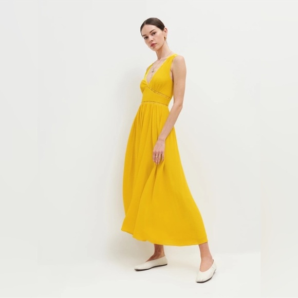 Reformation Zaid Dress in Turmeric - Picture 1 of 7